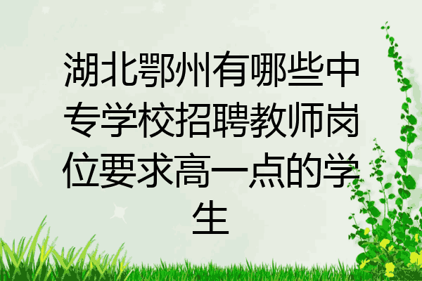 湖北鄂州有哪些中专学校招聘教师岗位要求高一点的学生