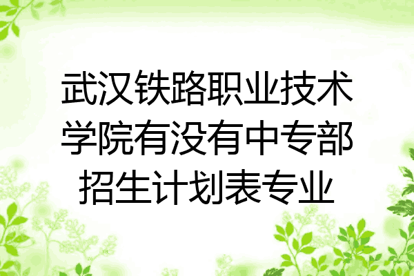 武汉铁路职业技术学院有没有中专部招生计划表专业