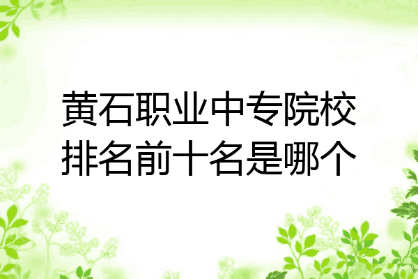 黄石职业中专院校排名前十名是哪个