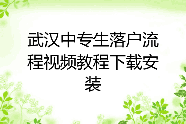 武汉中专生落户流程视频教程下载安装