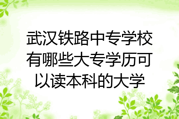 武汉铁路中专学校有哪些大专学历可以读本科的大学