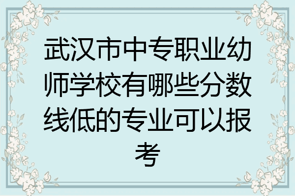 武汉市中专职业幼师学校有哪些分数线低的专业可以报考