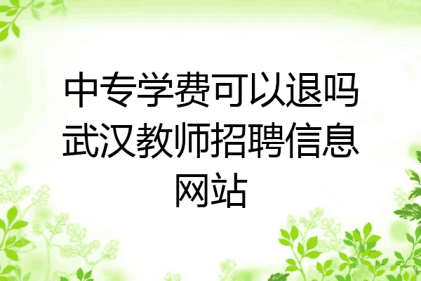 中专学费可以退吗武汉教师招聘信息网站