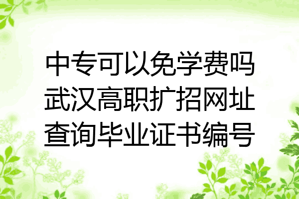 中专可以免学费吗武汉高职扩招网址查询毕业证书编号