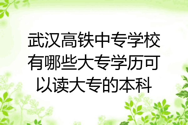 武汉高铁中专学校有哪些大专学历可以读大专的本科