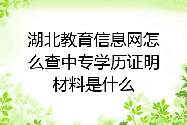 湖北教育信息网怎么查中专学历证明材料是什么