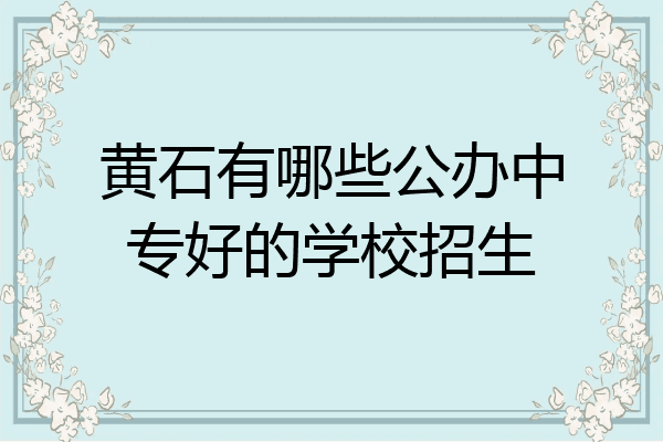 黄石有哪些公办中专好的学校招生