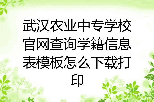 武汉农业中专学校官网查询学籍信息表模板怎么下载打印