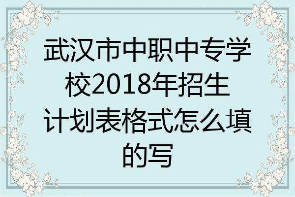 武汉市中职中专学校2018年招生计划表格式怎么填的写