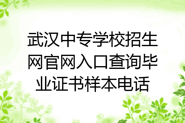 武汉中专学校招生网官网入口查询毕业证书样本电话