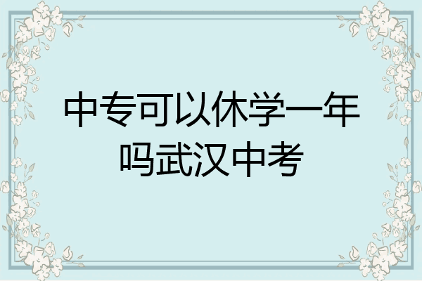 中专可以休学一年吗武汉中考