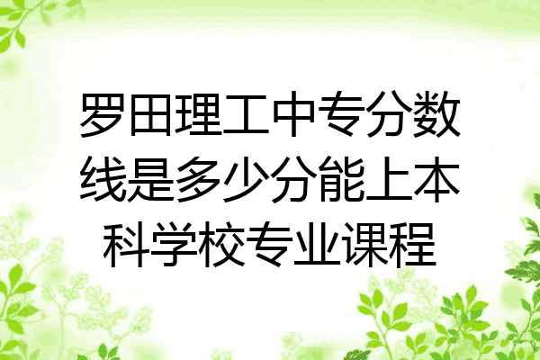 罗田理工中专分数线是多少分能上本科学校专业课程