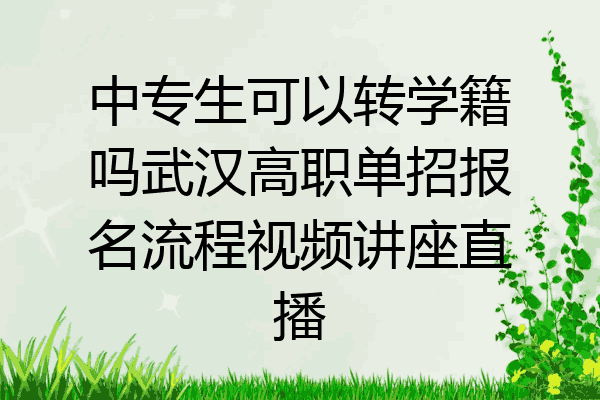 中专生可以转学籍吗武汉高职单招报名流程视频讲座直播