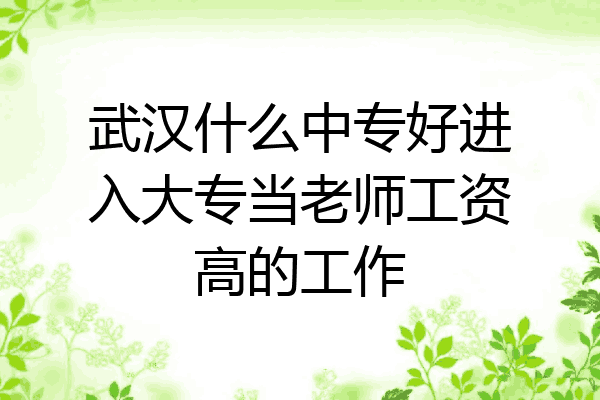 武汉什么中专好进入大专当老师工资高的工作