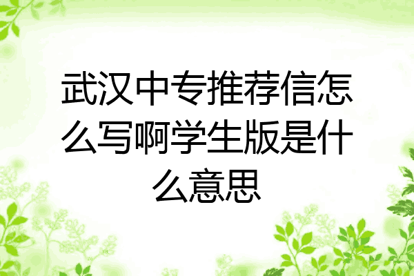 武汉中专推荐信怎么写啊学生版是什么意思