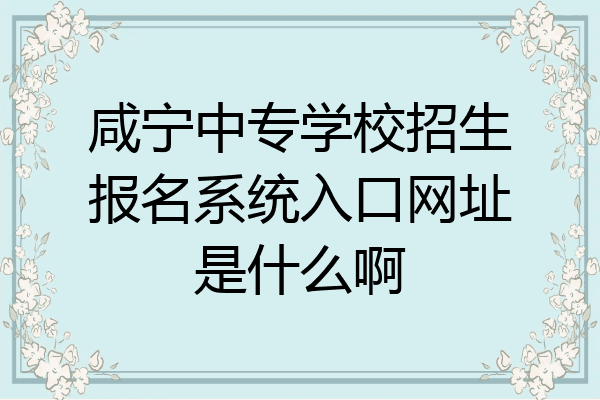 咸宁中专学校招生报名系统入口网址是什么啊