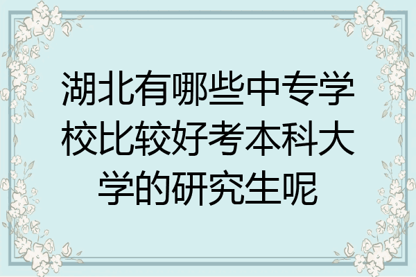 湖北有哪些中专学校比较好考本科大学的研究生呢