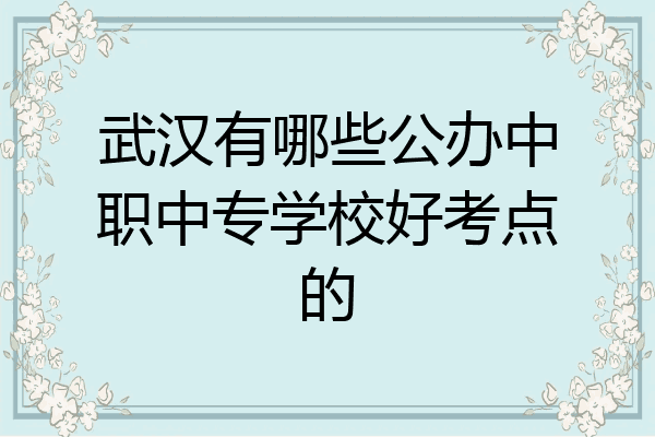 武汉有哪些公办中职中专学校好考点的