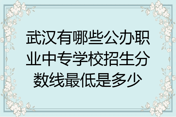 武汉有哪些公办职业中专学校招生分数线最低是多少