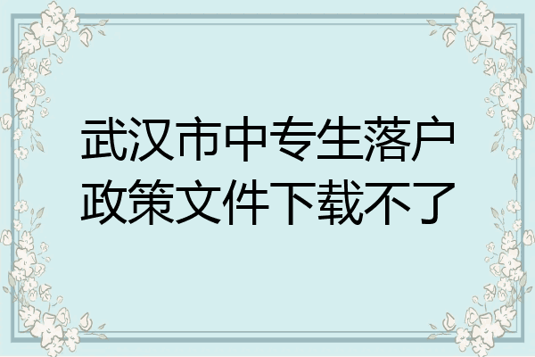 武汉市中专生落户政策文件下载不了