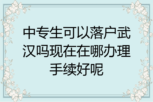 中专生可以落户武汉吗现在在哪办理手续好呢
