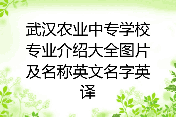武汉农业中专学校专业介绍大全图片及名称英文名字英译