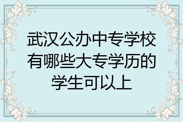 武汉公办中专学校有哪些大专学历的学生可以上