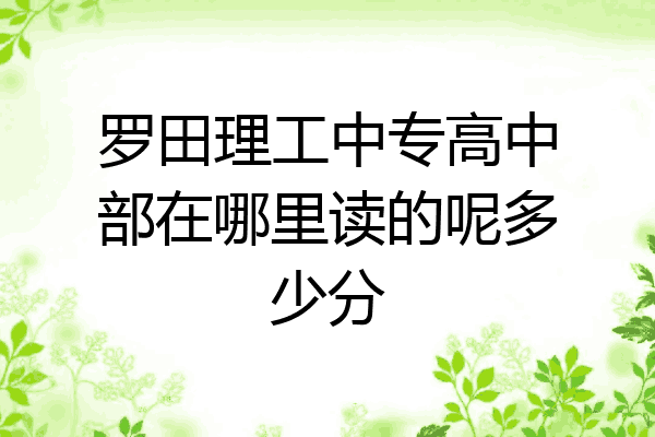 罗田理工中专高中部在哪里读的呢多少分
