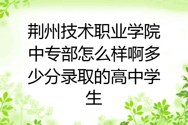 荆州技术职业学院中专部怎么样啊多少分录取的高中学生