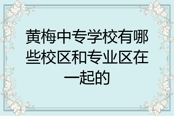 黄梅中专学校有哪些校区和专业区在一起的