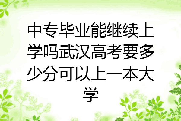中专毕业能继续上学吗武汉高考要多少分可以上一本大学