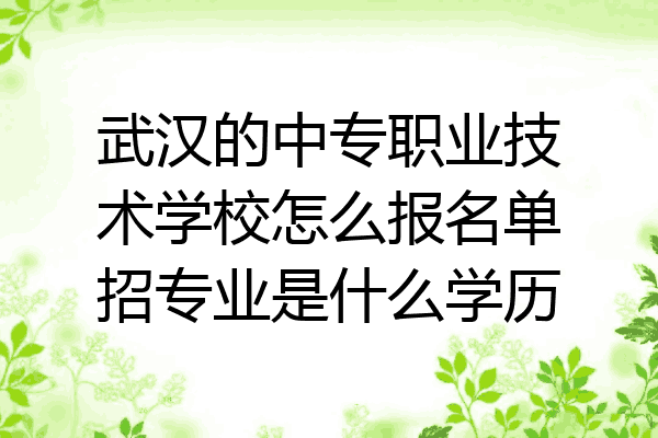 武汉的中专职业技术学校怎么报名单招专业是什么学历