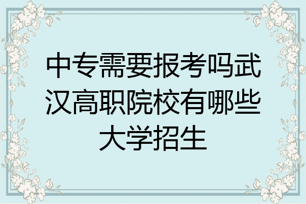 中专需要报考吗武汉高职院校有哪些大学招生