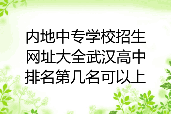 内地中专学校招生网址大全武汉高中排名第几名可以上