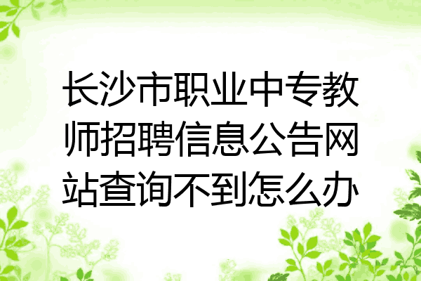 长沙市职业中专教师招聘信息公告网站查询不到怎么办