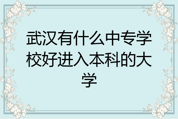 武汉有什么中专学校好进入本科的大学