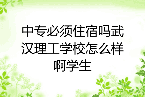中专必须住宿吗武汉理工学校怎么样啊学生