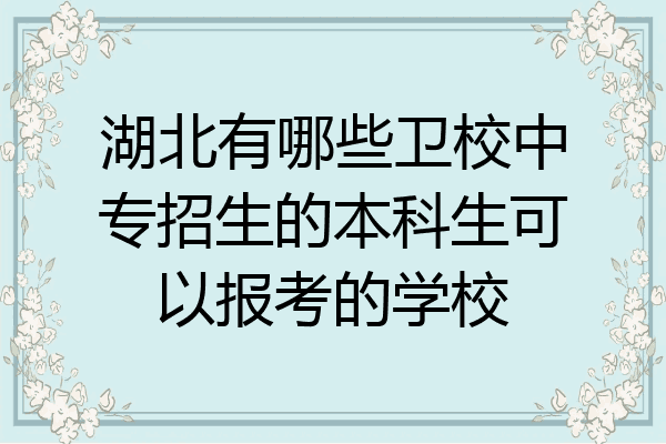 湖北有哪些卫校中专招生的本科生可以报考的学校