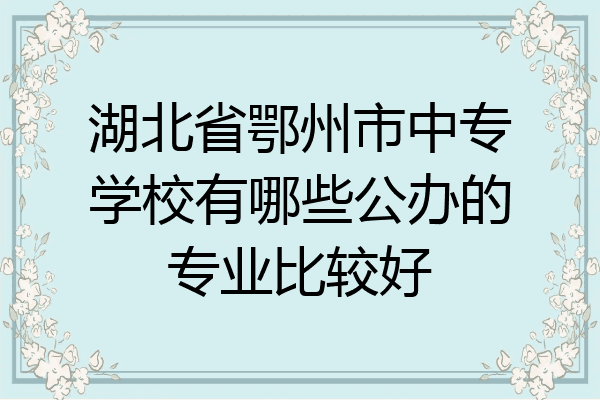 湖北省鄂州市中专学校有哪些公办的专业比较好