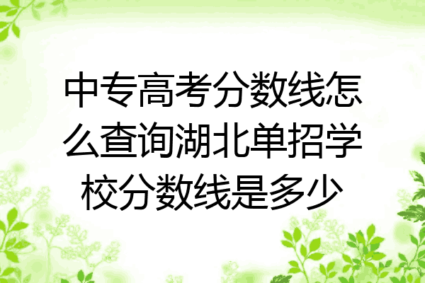 中专高考分数线怎么查询湖北单招学校分数线是多少