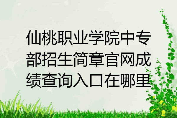 仙桃职业学院中专部招生简章官网成绩查询入口在哪里