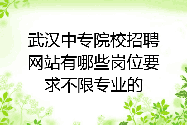 武汉中专院校招聘网站有哪些岗位要求不限专业的