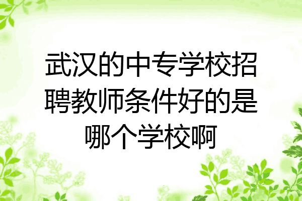武汉的中专学校招聘教师条件好的是哪个学校啊