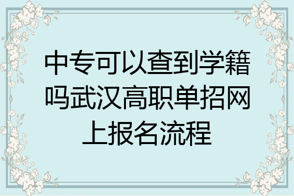 中专可以查到学籍吗武汉高职单招网上报名流程