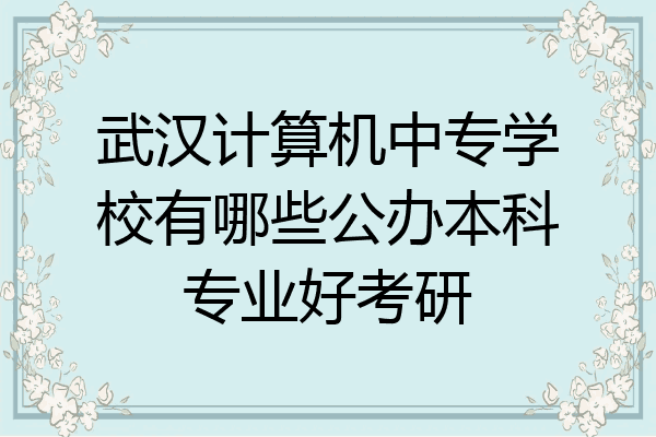 武汉计算机中专学校有哪些公办本科专业好考研