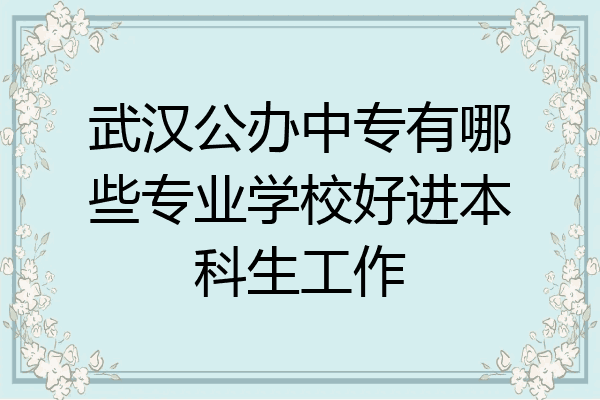 武汉公办中专有哪些专业学校好进本科生工作