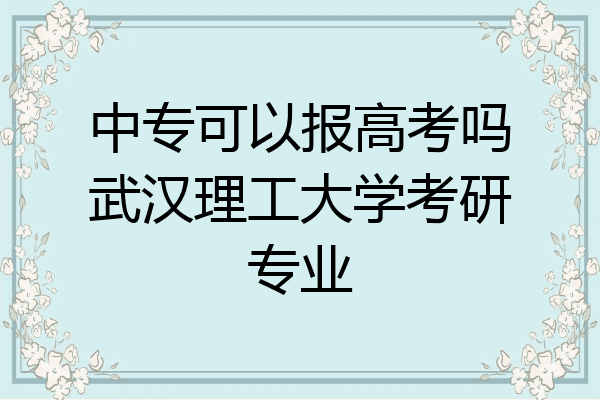 中专可以报高考吗武汉理工大学考研专业