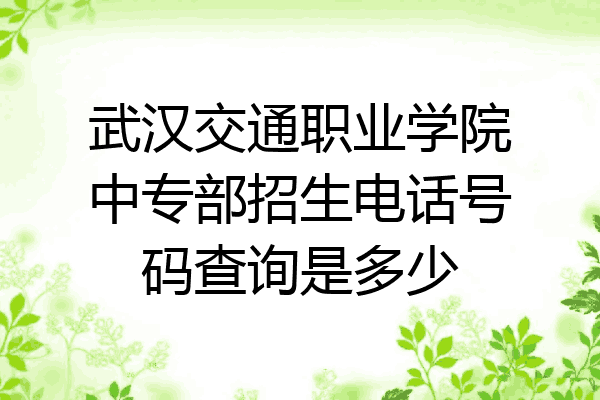 武汉交通职业学院中专部招生电话号码查询是多少