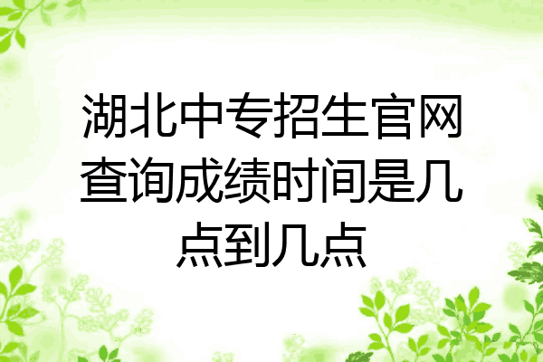 湖北中专招生官网查询成绩时间是几点到几点