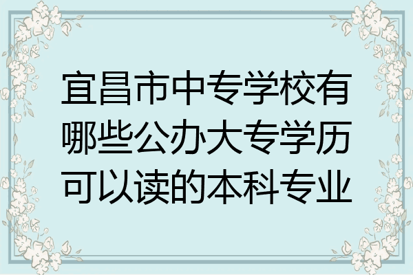 宜昌市中专学校有哪些公办大专学历可以读的本科专业